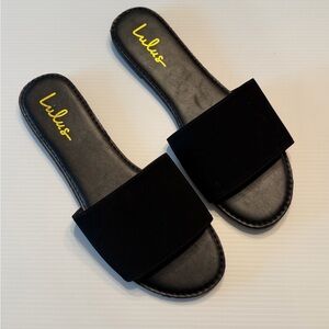 Lulus Black Suede Nubuck Addison Sandals, Size 8.5